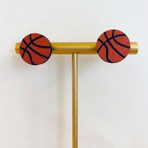 Wood Basketball Earrings